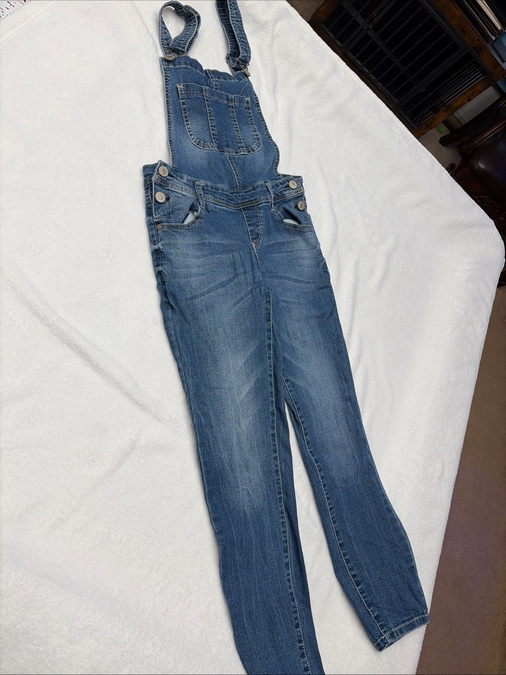 Wallflower Medium Blue Denim Overalls Jeans